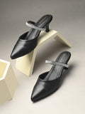 Women Black Block Pumps Heeled Sandals