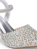 Women Silver Pumps Heeled Sandals