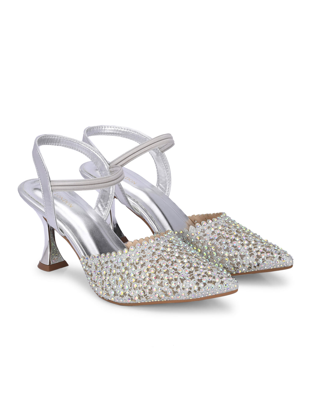 Women Silver Pumps Heeled Sandals