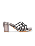 Women Glosy black Heels Sandals
