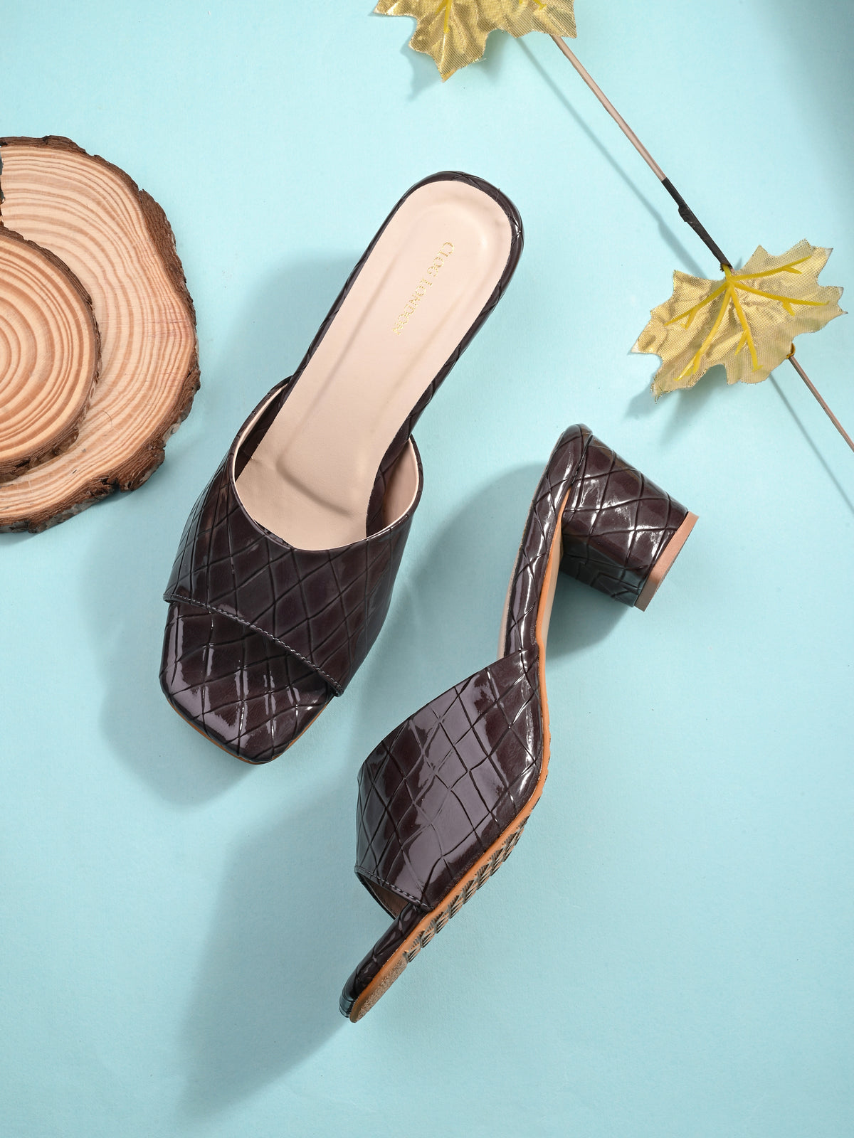 Women Brown Open Toe Block Heels Sandals
