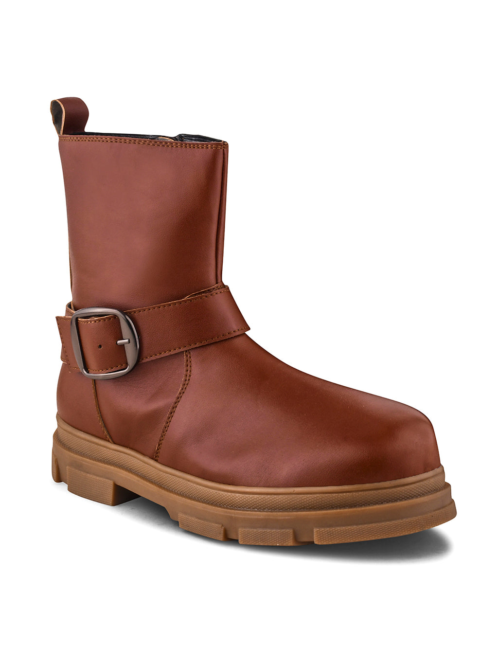 Women Tan Block Heeled Boots