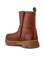 Women Tan Block Heeled Boots