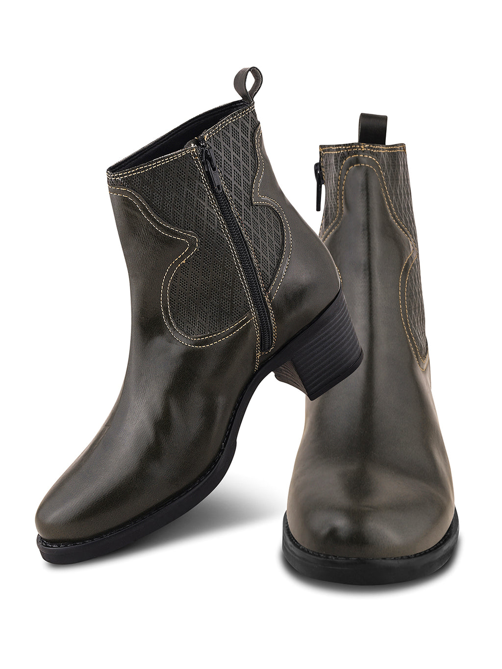Women Leather Round Toe Boots