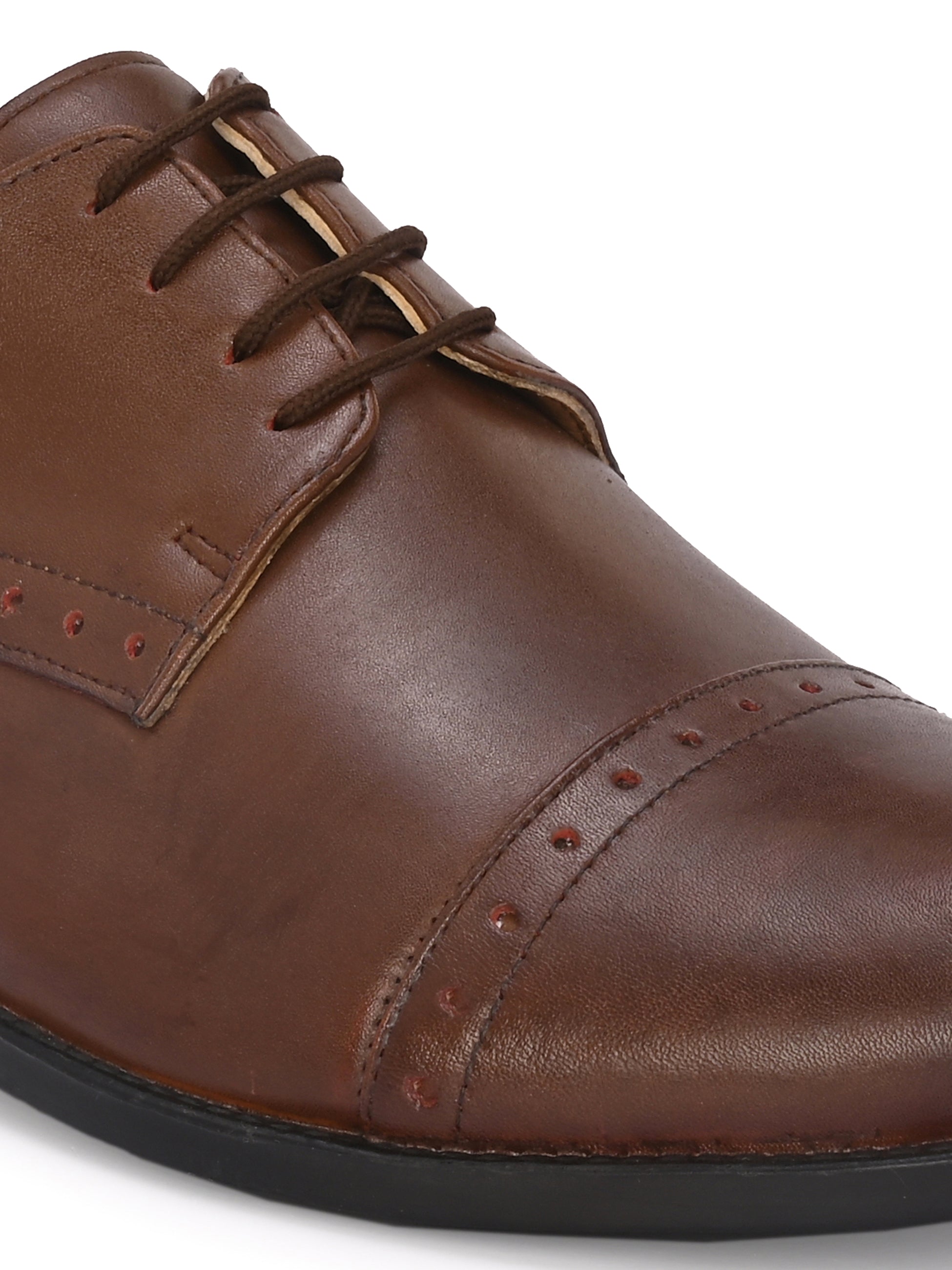 Men's Perforated Leather Formal Derby Shoes
