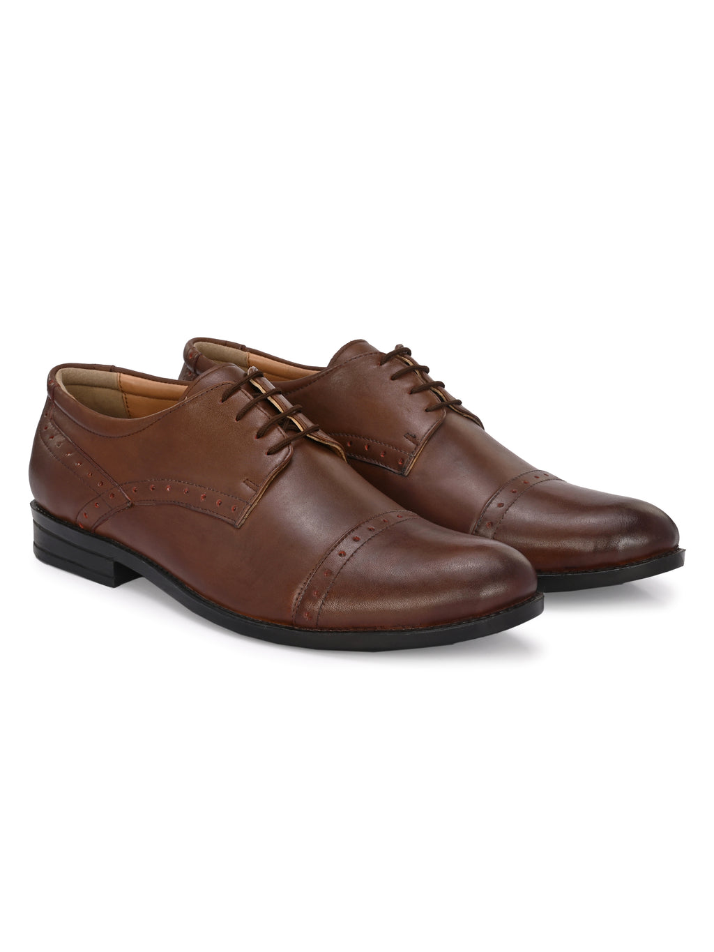 Men's Perforated Leather Formal Derby Shoes