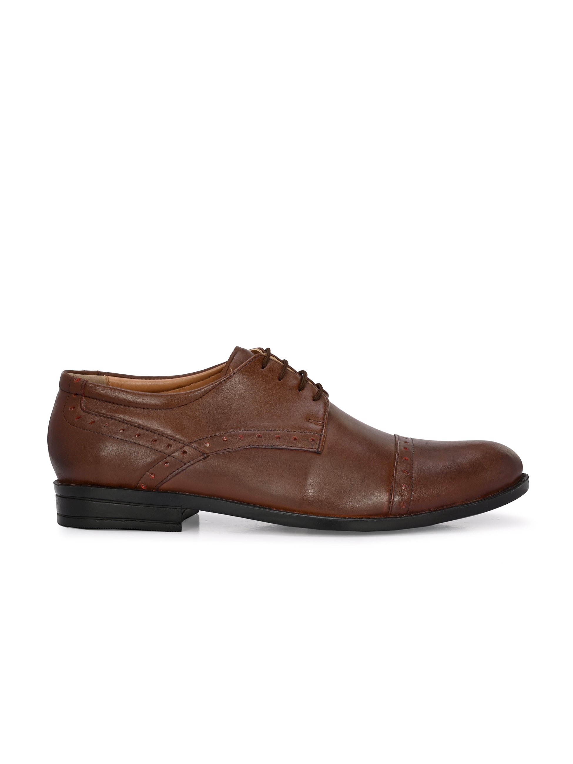 Men's Perforated Leather Formal Derby Shoes