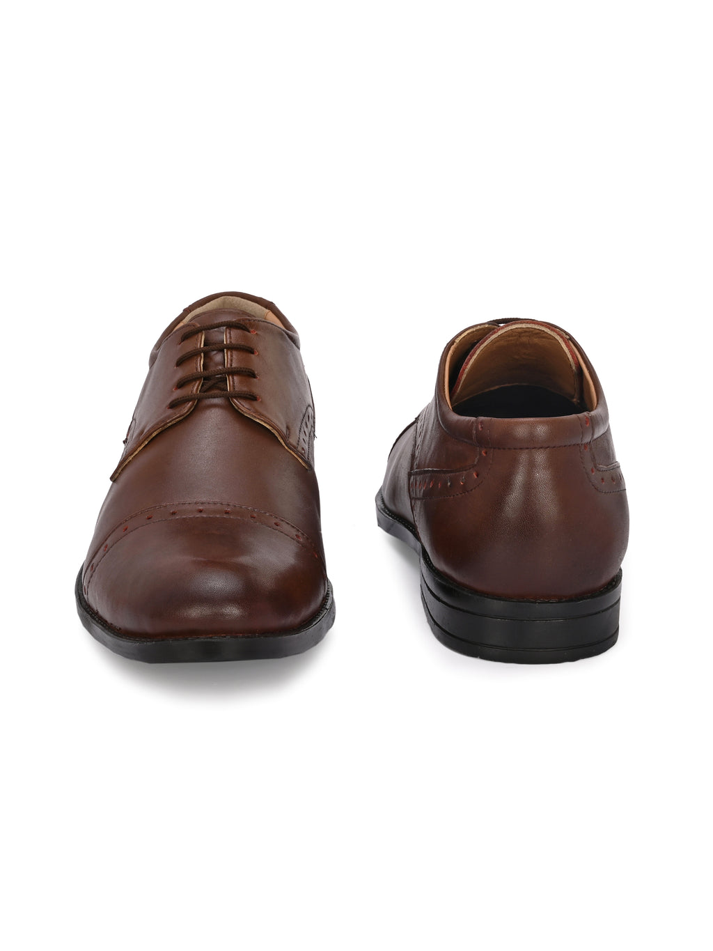 Men's Perforated Leather Formal Derby Shoes