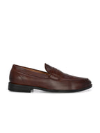 Men's Round Toe Leather Penny Loafers