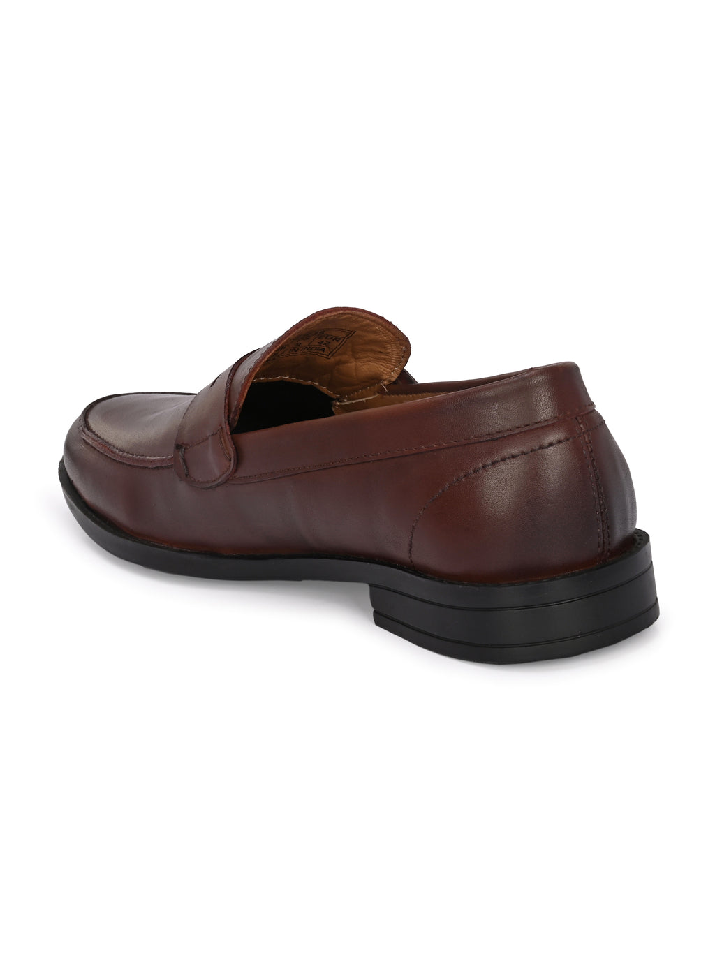 Men's Round Toe Leather Penny Loafers