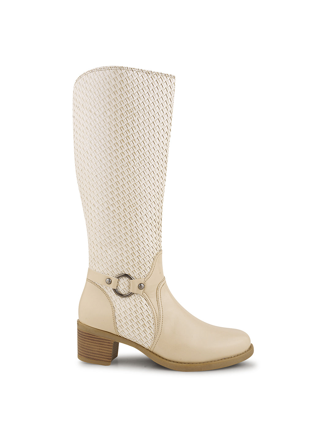 Women Cream Ankle Length Side Zipper Boots
