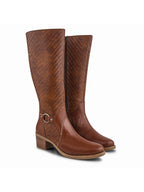 Women Tan Ankle Length Side Zipper Boots