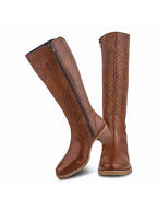 Women Tan Ankle Length Side Zipper Boots