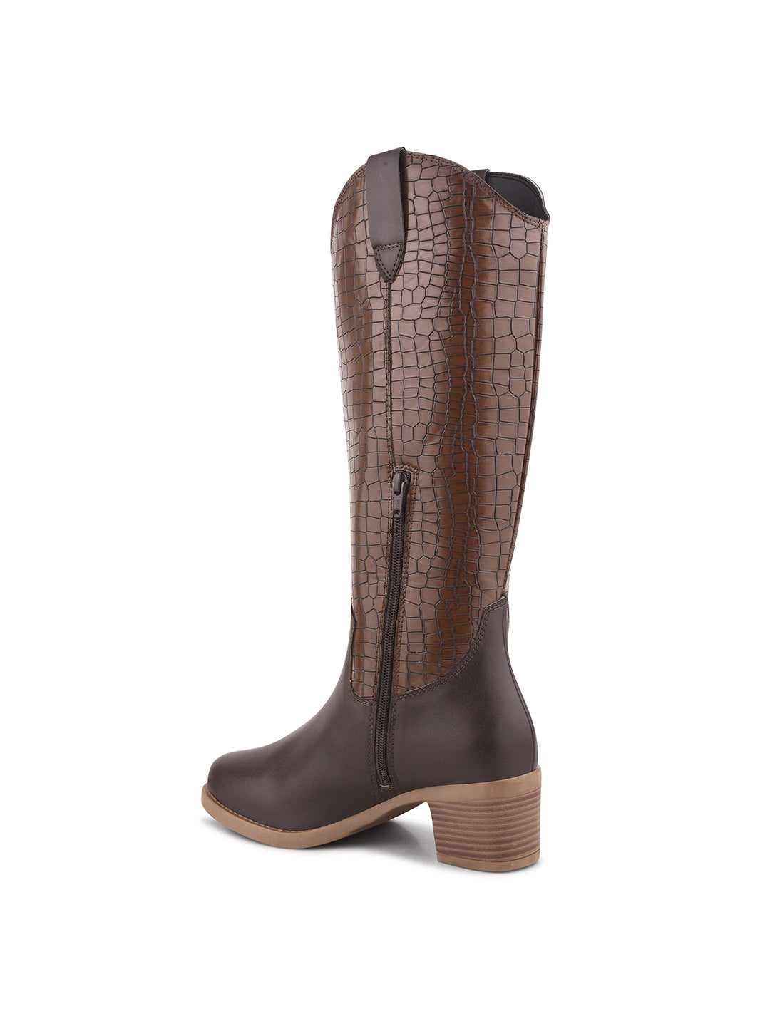 Women Brown Ankle Length Side Zipper Boots