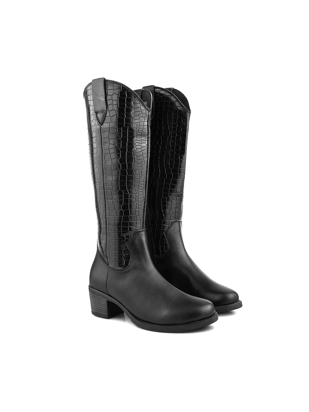Women Black Ankle Length Side Zipper Boots