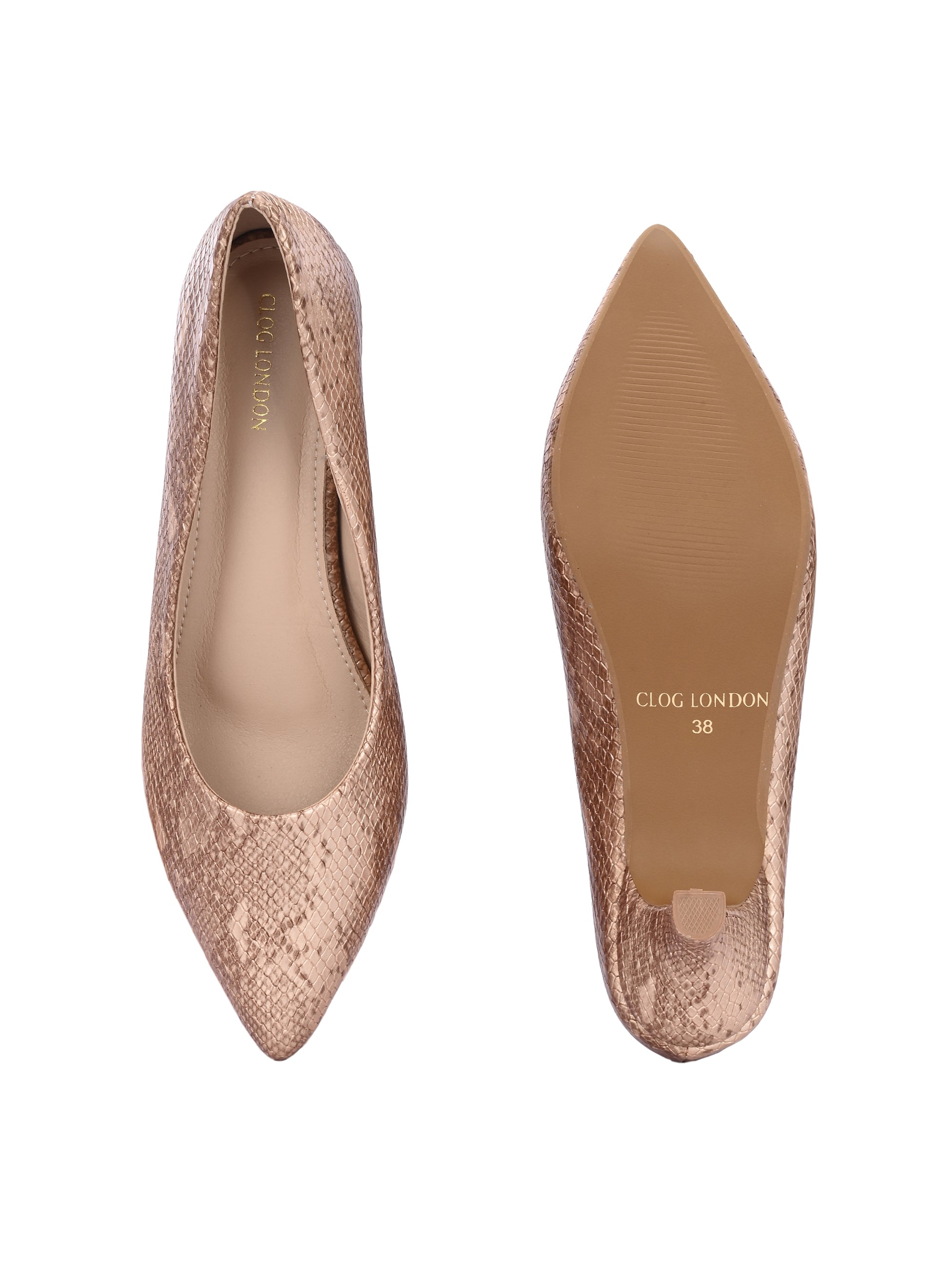 Women Pumps Copper Printed Pointed Toe Block Heeled Sandals
