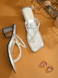 Women Silver Casusal Heels Sandals