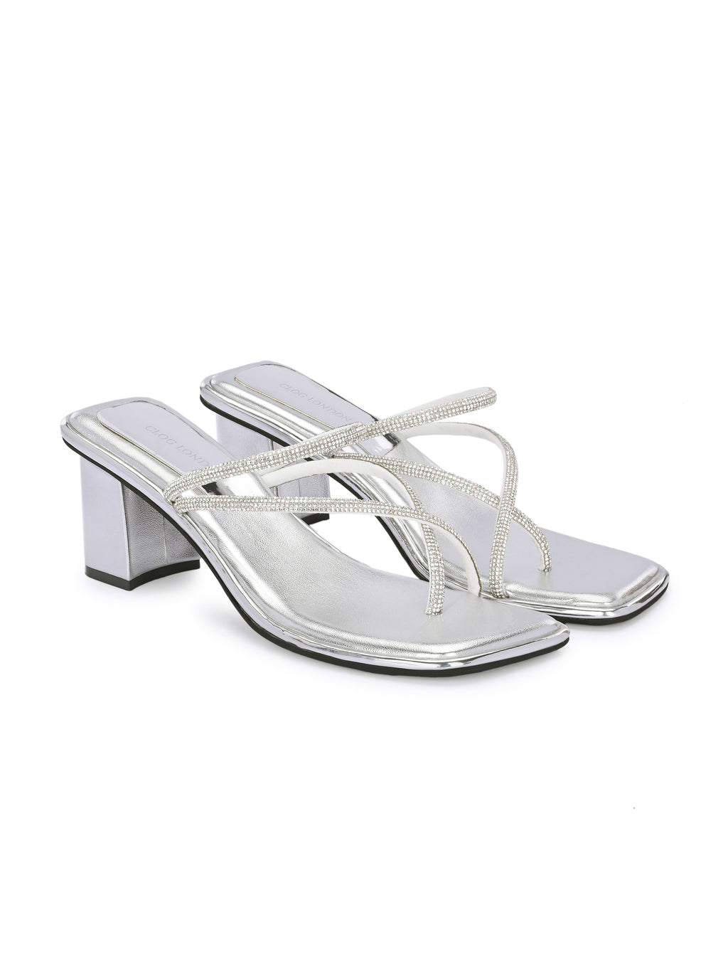 Women Silver Casusal Heels Sandals