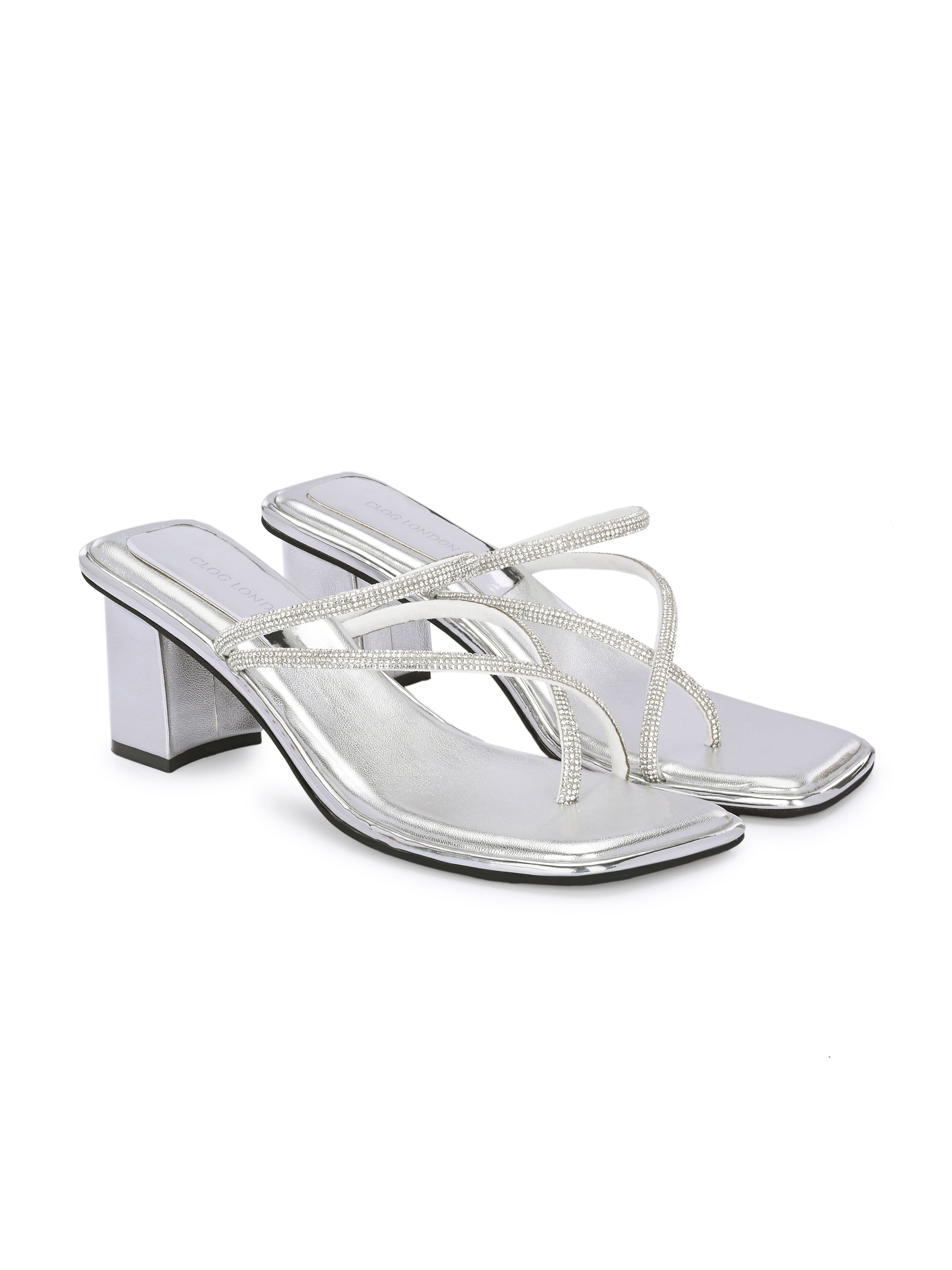 Women Silver Casusal Heels Sandals