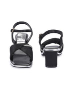Women Black Block Comfortable Heel Sandals