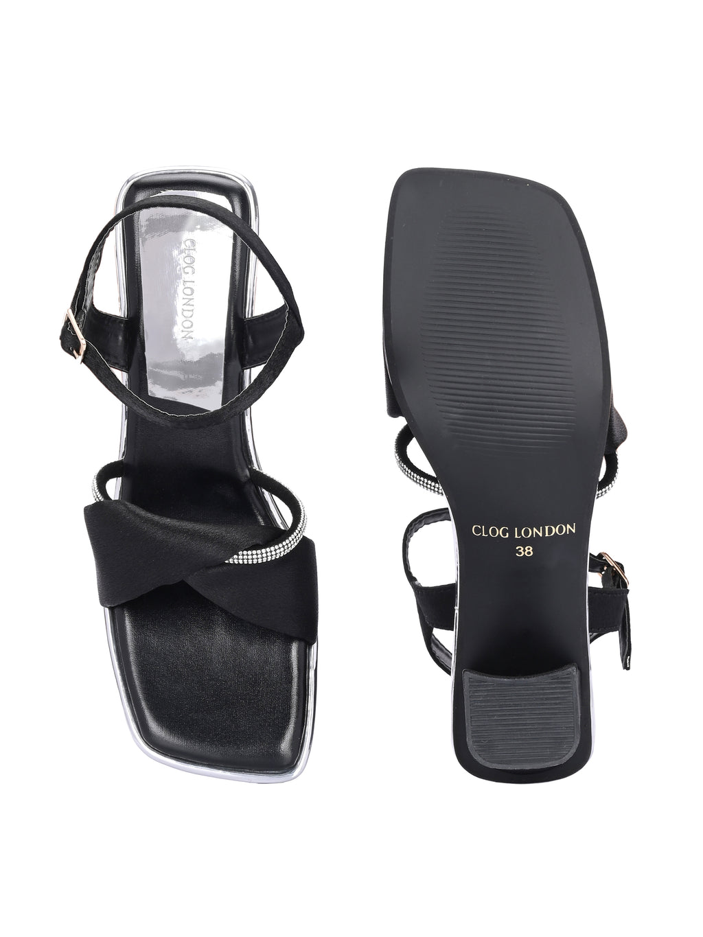 Women Black Block Comfortable Heel Sandals