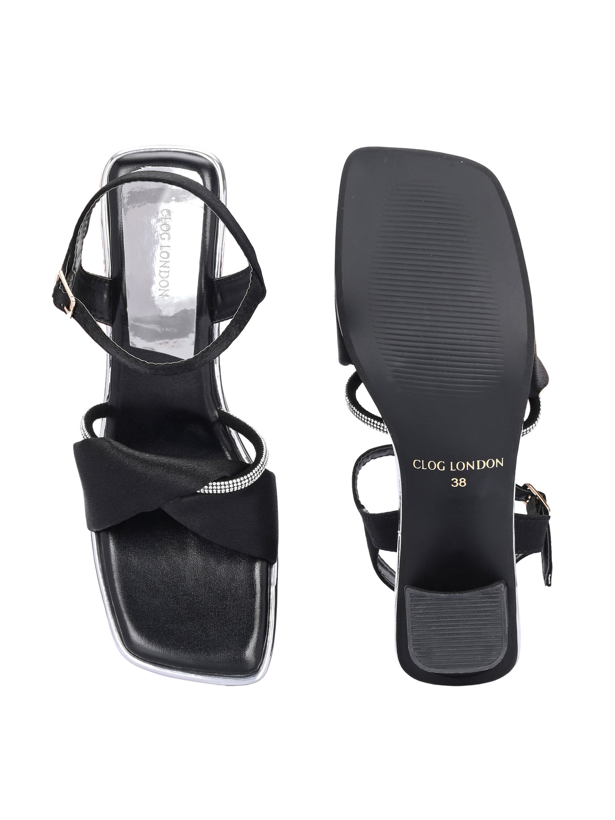 Women Black Block Comfortable Heel Sandals