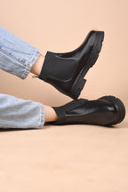Women Black Block Heeled Boots