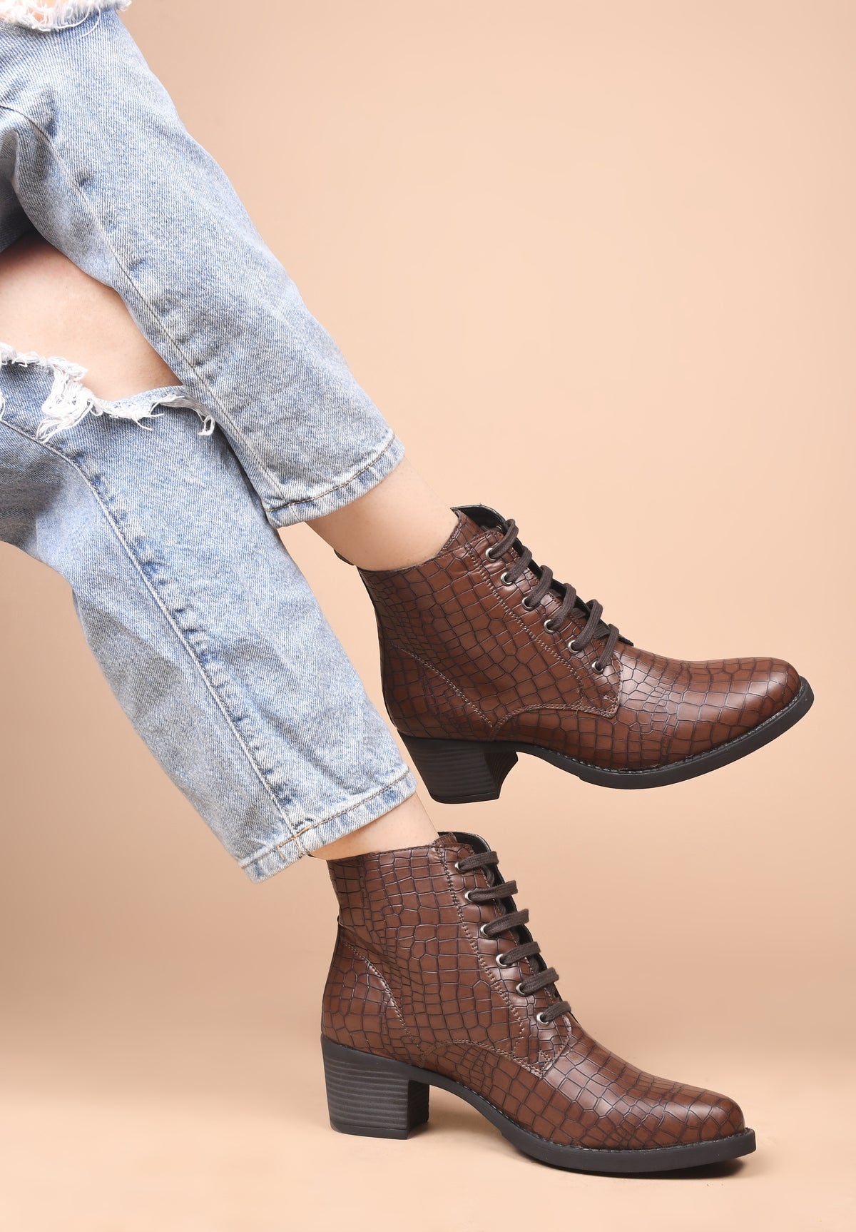 Women Brown Suede Ankle Boots