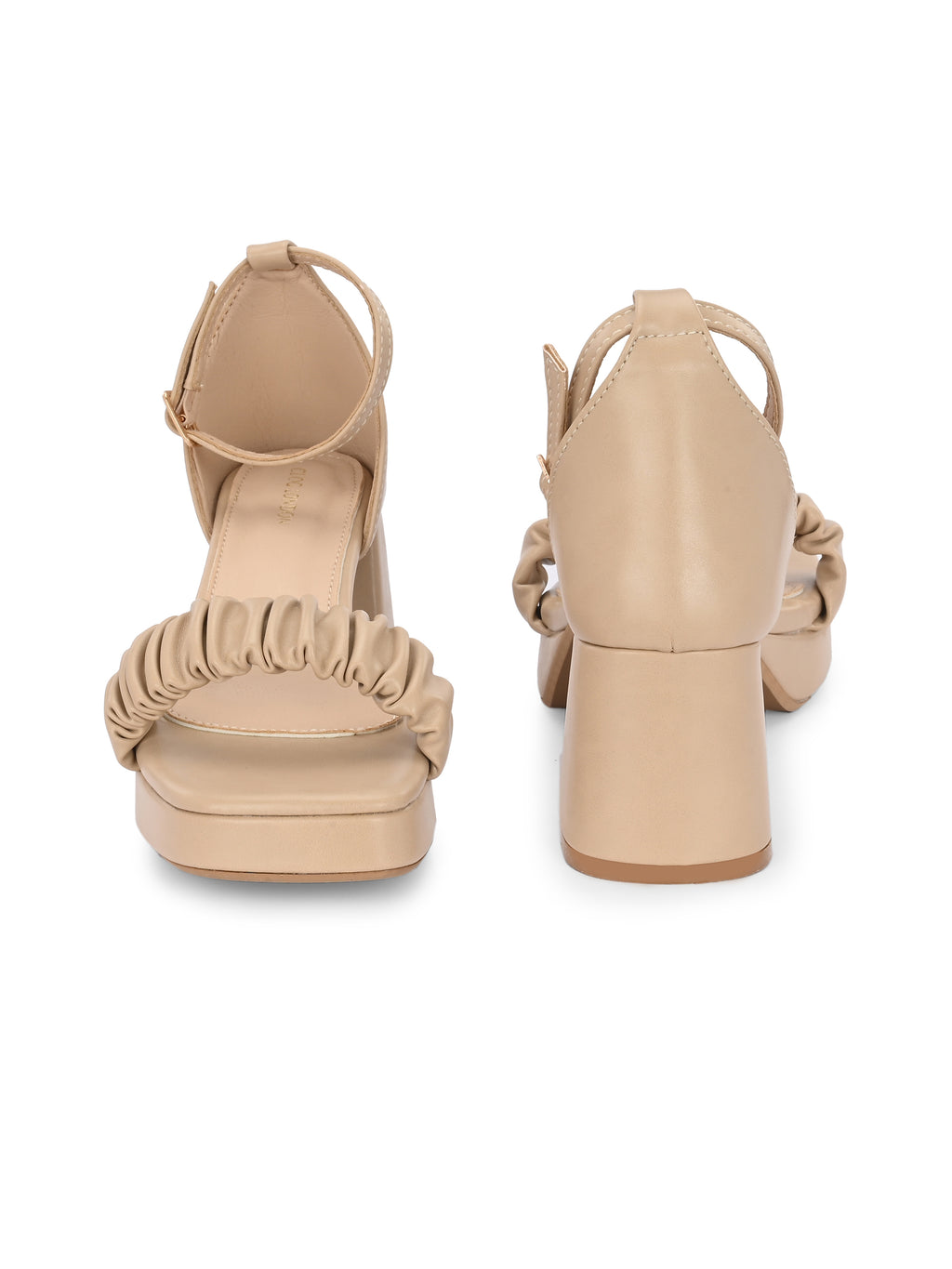 Women Beige Strap Heels Sandals