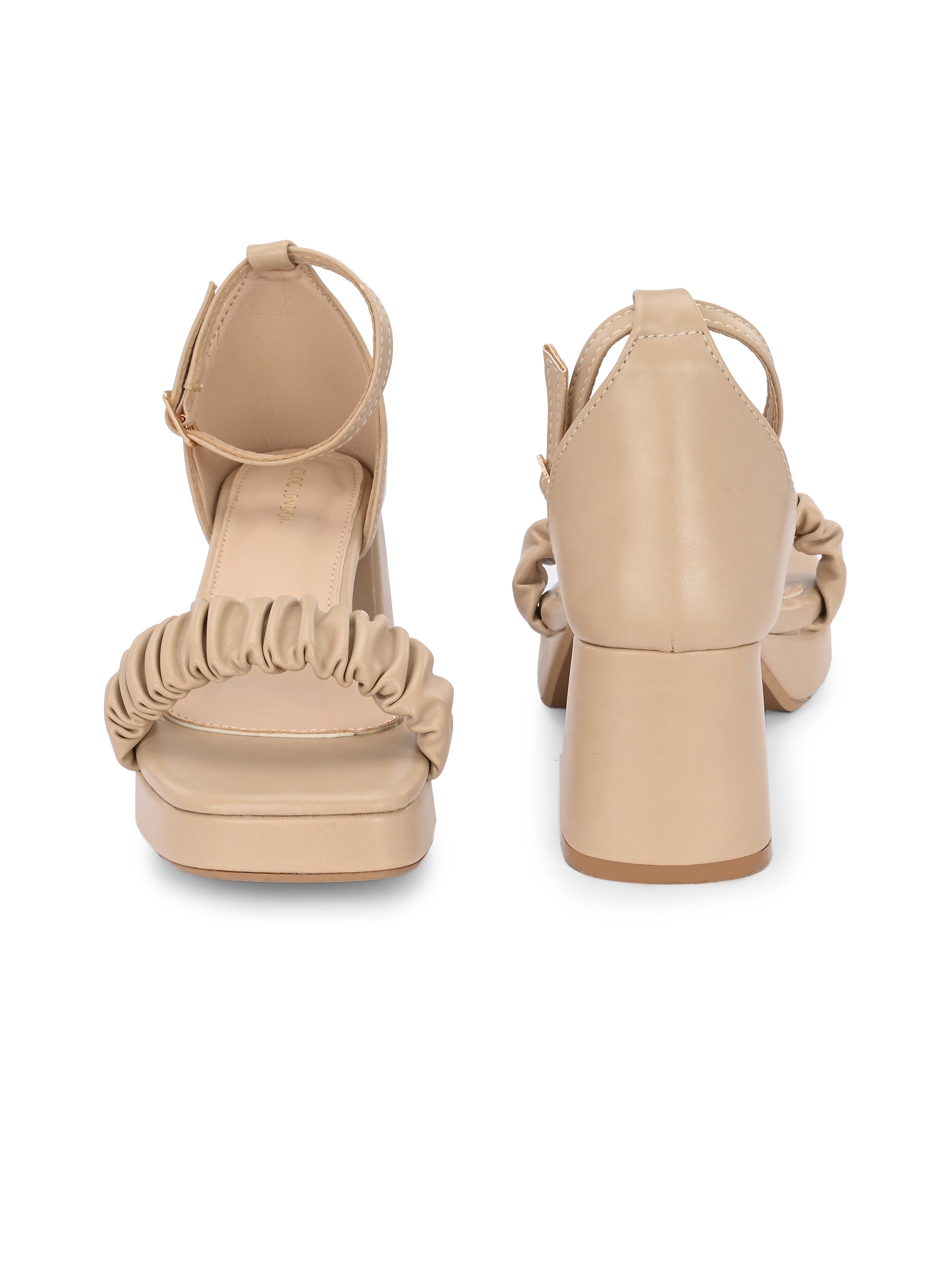 Women Beige Strap Heels Sandals