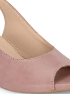 Women Peach Sling Back Heels Sandals