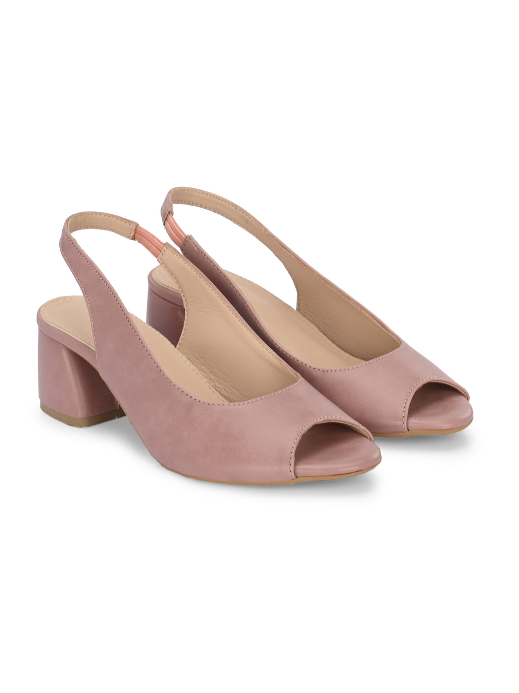 Women Peach Sling Back Heels Sandals