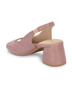 Women Peach Sling Back Heels Sandals