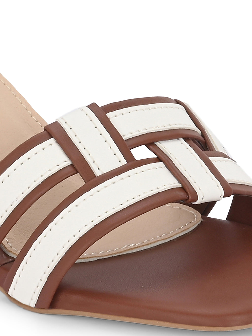 Women Black & White Slim Heels Sandals