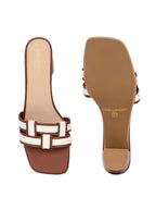 Women Black & White Slim Heels Sandals