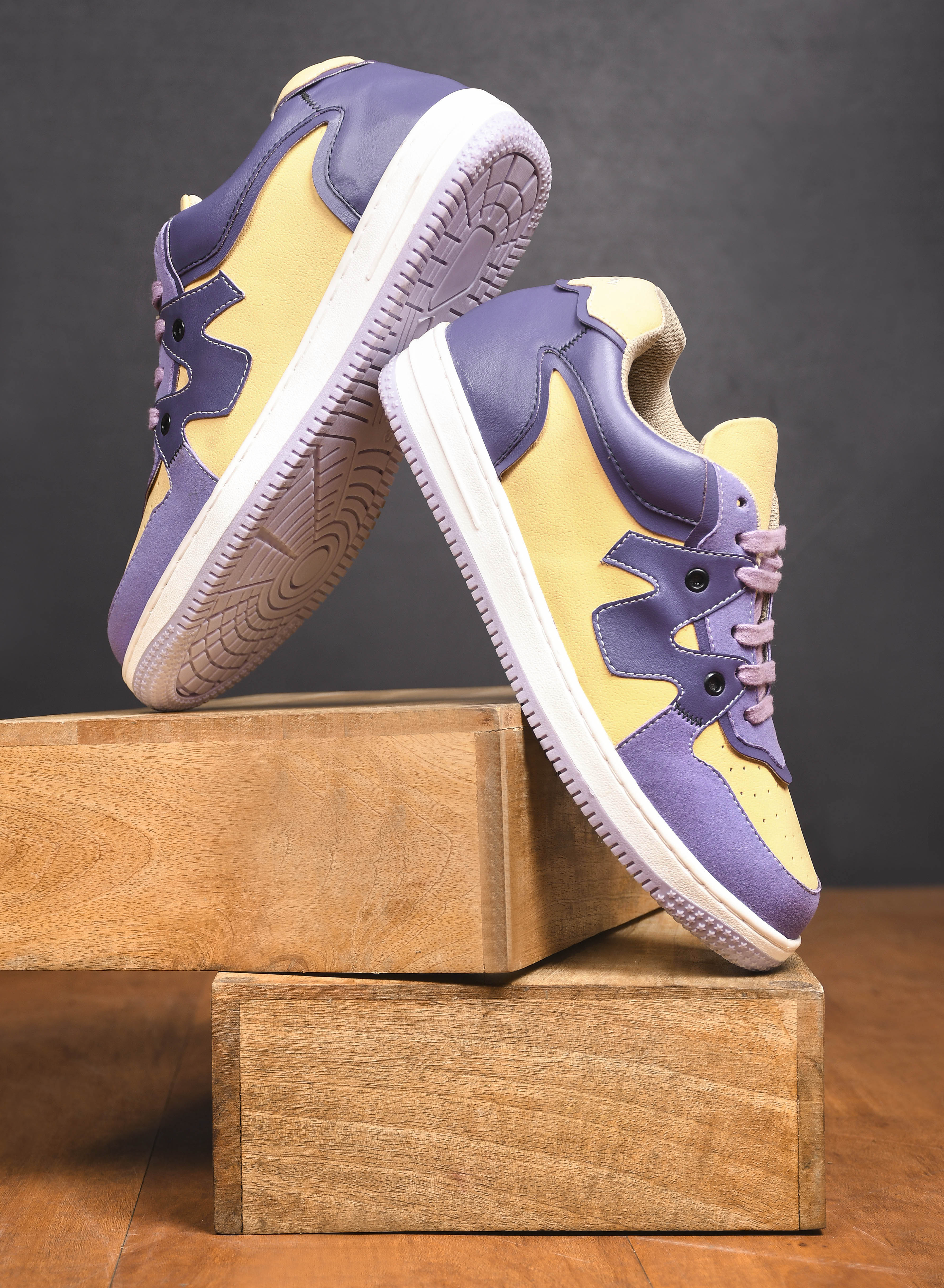 Men's Purple & Yellow Casuals Sneakers Shoes