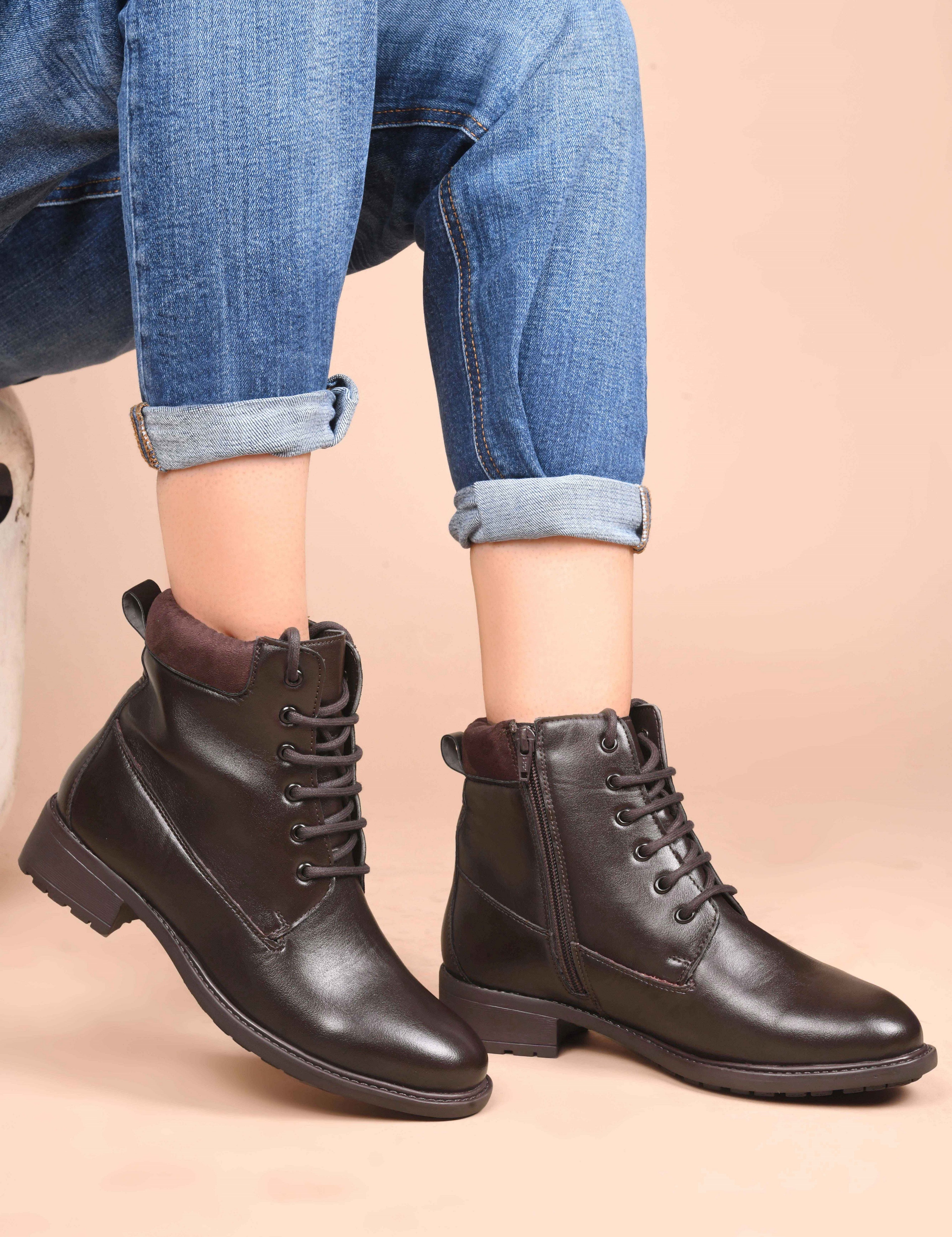 Women Black Ankle Casual Boots