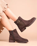 Women Brown Casual Block Heeled Boots