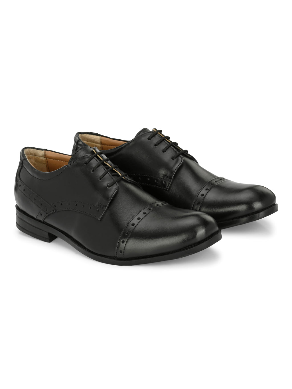 Men's Perforated Leather Formal Derby Shoes