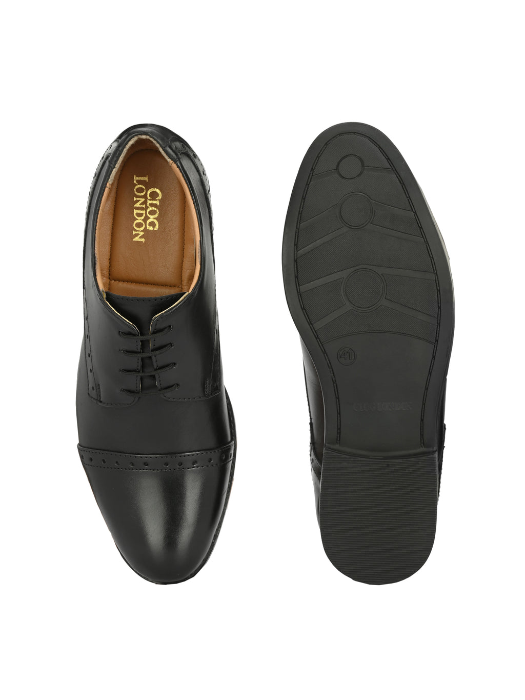 Men's Perforated Leather Formal Derby Shoes