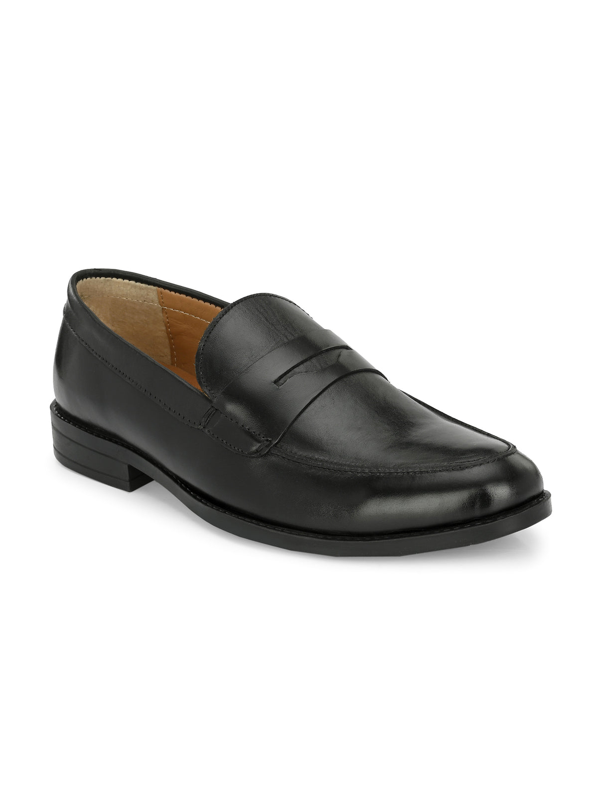 Men's Round Toe Leather Penny Loafers