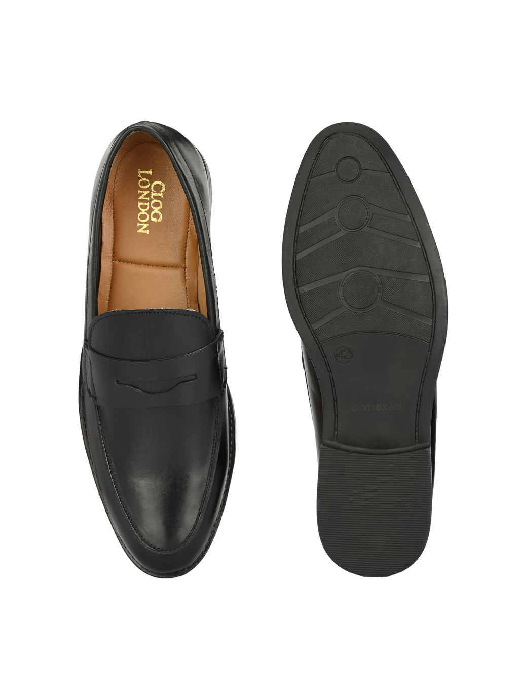 Men's Round Toe Leather Penny Loafers