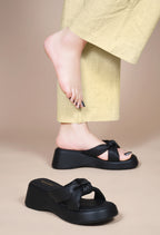 Women White Wedge Slip Heel