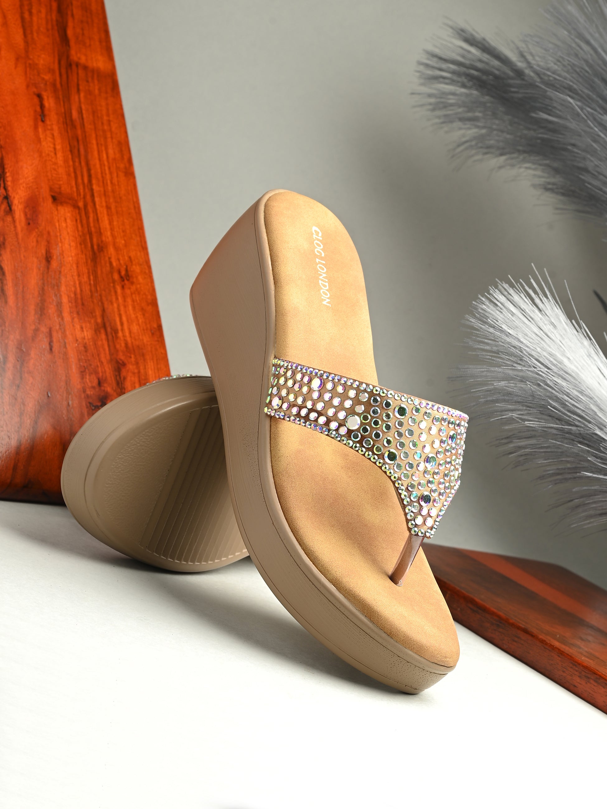Women Tan Heeled Sandals