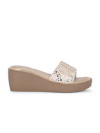 Women Gold Wedge Heels