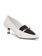 Women Off-White Kitten Pumps Heel Sandals