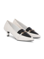 Women Off-White Kitten Pumps Heel Sandals