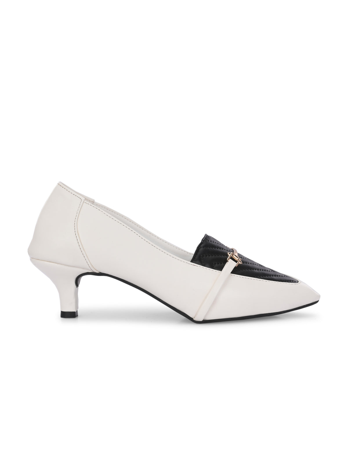 Women Off-White Kitten Pumps Heel Sandals