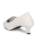 Women Off-White Kitten Pumps Heel Sandals