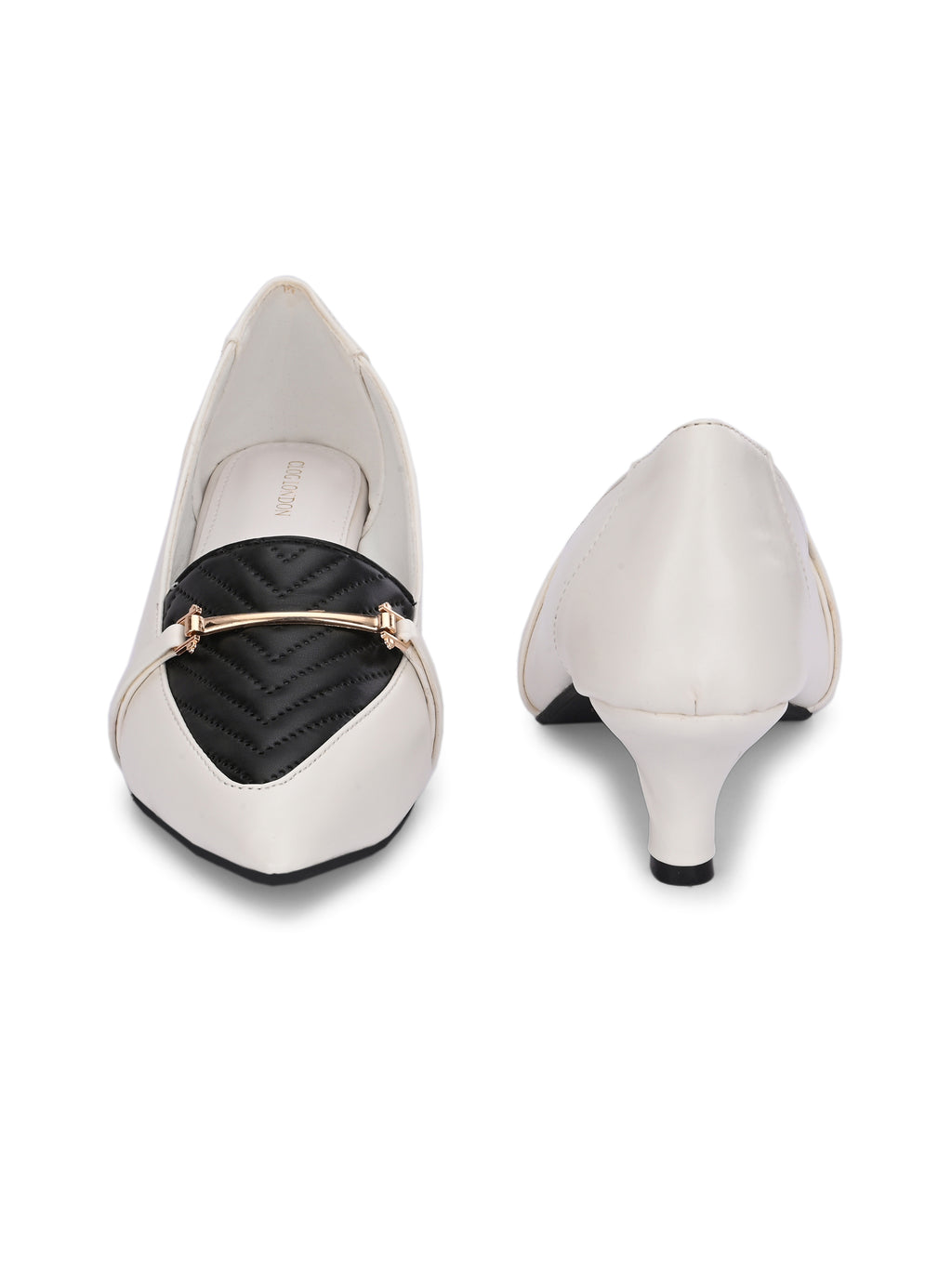 Women Off-White Kitten Pumps Heel Sandals